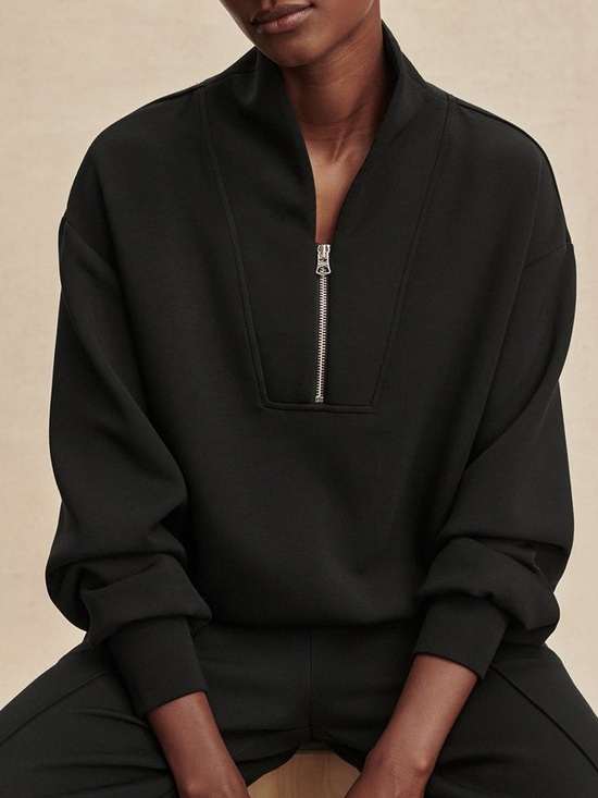 Varley Tops - Varley Davidson Sweatshirt 1/4 Zip Cropped Black Small